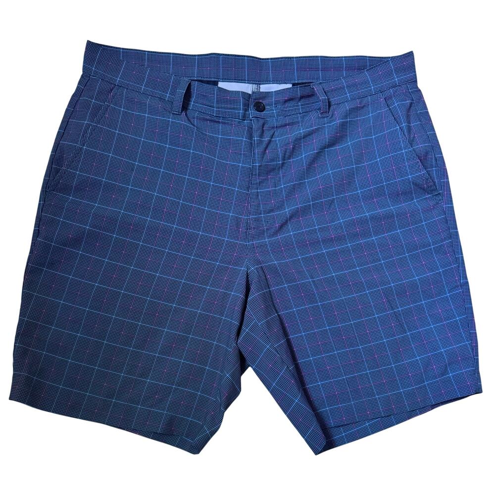 Jack Nicklaus Men's Golf Shorts Size 36 Plaid Navy Purple Pink Flat Front
